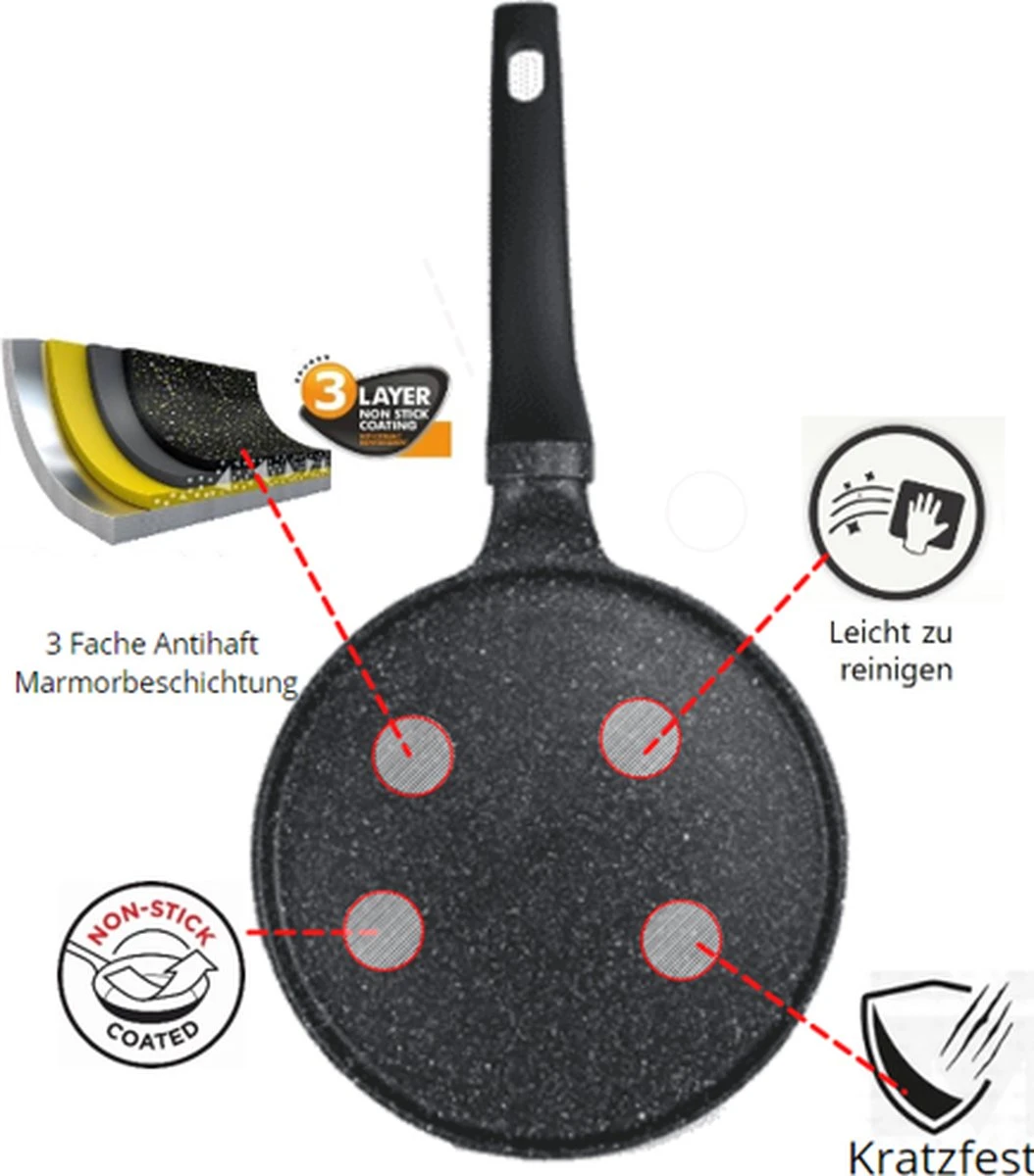 Cheffinger Pannenkoekenpan - Antiaanbaklaag - Krasbestendig - 28cm 3 Cheffinger Pannenkoekenpan - Antiaanbaklaag - Krasbestendig - 28cm - Afbeelding 3