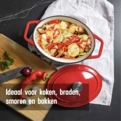 Daumonet Bocuse Rouge Gietijzeren Braadpan - Sudderpan Kersen Rood - Ovaal - Ø 29 Cm - 3 Liter - PFAS & PFOA Vrij - Emaille - Geschikt Voor Alle Warmtebronnen - Elektrisch - Gas - Halogeen - Inductie - Keramisch - Vaatwasserbestendig 13 Daumonet Bocuse Rouge Gietijzeren Braadpan - Sudderpan Kersen Rood - Ovaal - Ø 29 Cm - 3 Liter - PFAS & PFOA Vrij - Emaille - Geschikt Voor Alle Warmtebronnen - Elektrisch - Gas - Halogeen - Inductie - Keramisch - Vaatwasserbestendig -Keuken Pot Winkel 1200x1200 1152