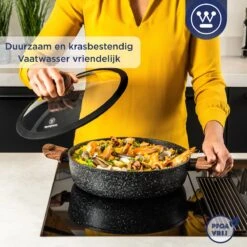 Westinghouse Hapjespan Inductie - Ø 28 Cm - Zwart Marmer Wood - Speciale Editie - Met Deksel - Geschikt Voor Alle Warmtebronnen -Keuken Pot Winkel 1200x1200 1351