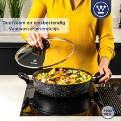 Westinghouse Hapjespan Inductie - Ø 32 Cm - Zwart Marmer - Met Deksel -Keuken Pot Winkel 1200x1200 1359