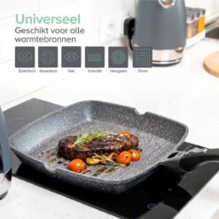 Coninx Grillpan 28CM - Steakpan - Afneembare Handgreep - PFAS-vrij - Grijs -Keuken Pot Winkel 1200x1200 1522