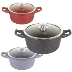 Royalty Line - Marble Soep/braadpan - Met Glazen Deksel Zwart - 20 CM. RL-BS20ML -Keuken Pot Winkel 1200x1200 82