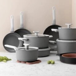 BergHOFF Leo Hapjespan Stone - 28 Cm - Met Glazen Deksel -Keuken Pot Winkel 1200x1200 863