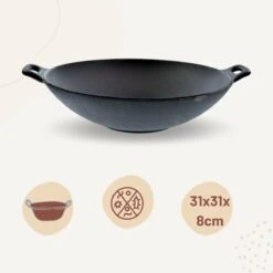 Orange85 Gietijzeren Wokpan - Alle Warmtebronnen - Inductie - Wok - Zwart - 31cm - Gietijzer - Wokpannen -Keuken Pot Winkel 1200x1200 895