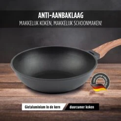 Rosmarino Black Line - Wokpan - Ø30cm - 100% PFAS & PFOA Vrij - Gegoten Aluminium - Non-stick Minerale Coating - Ergonomische Handgreep - Geschikt Voor Alle Warmtebronnen & Vaatwasser -Keuken Pot Winkel 1200x1200 942