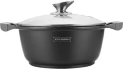 Royalty Line - Marble Soep/braadpan - Met Glazen Deksel Zwart - 20 CM. RL-BS20ML -Keuken Pot Winkel 1200x701