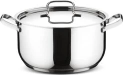 Lagostina Sfisiosa Acciaio SFIZIOSA ACCIAIO 10-delig (hoge Kookpan 22 Cm + Kookpan 18/22 Cm + Hapjespan 24 Cm + Steelpan 14 Cm + Melkpot 12 Cm + Deksels 14/18/22/24 Cm) -Keuken Pot Winkel 1200x729