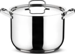 Lagostina Sfisiosa Acciaio SFIZIOSA ACCIAIO 10-delig (hoge Kookpan 22 Cm + Kookpan 18/22 Cm + Hapjespan 24 Cm + Steelpan 14 Cm + Melkpot 12 Cm + Deksels 14/18/22/24 Cm) -Keuken Pot Winkel 1200x867