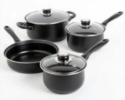 Prima Pannenset 7 Delig - Kleine Pannen - Zwart - Antiaanbaklaag - Kookset - Met Deksel - Kookpannen - Sauspan - Cadeau Voor Man En Vrouw -Keuken Pot Winkel 1200x963