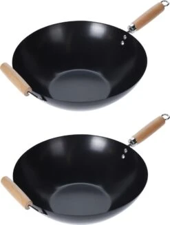 Wok Carbon Staal Ø35cm Houten Handgreep Wokpannen 5 Wok Carbon Staal Ø35cm Houten Handgreep Wokpannen -Keuken Pot Winkel 907x1200